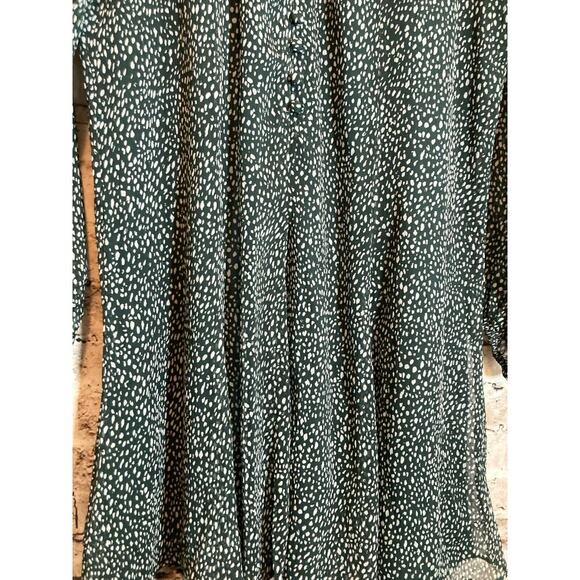 Joie Dress Womens Medium Forest Green Polka Dot Peasant Prairie Button Front - Picture 5 of 12